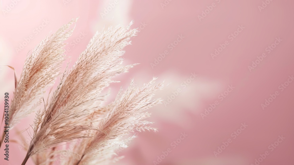 A soft, feathery pampas grass plume gently swaying A soft, feathery pampas grass plume gently swaying