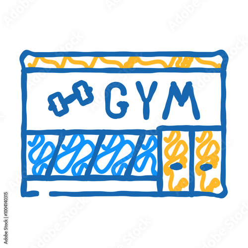 gym building doodle icon sketch vector. gym building sign. isolated symbol illustration