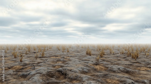 Wallpaper Mural cartoon-style image of a barren and desolate field. The landscape  dry and cracked Torontodigital.ca