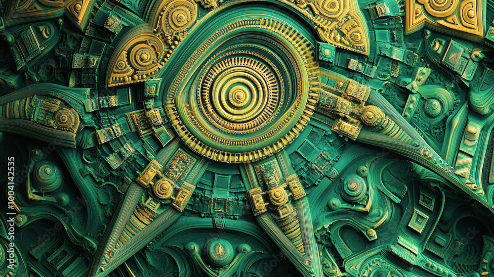 A vibrant design of green fractal patterns with intricate geometry. A vibrant design of green fractal patterns with intricate geometry.