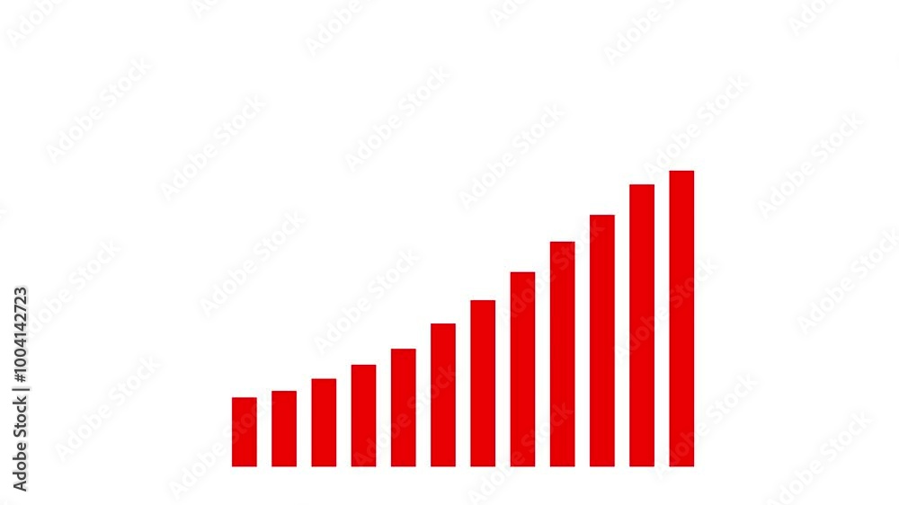 Animated illustration of a positive red business graph on a white background Animated illustration of a positive red business graph on a white background