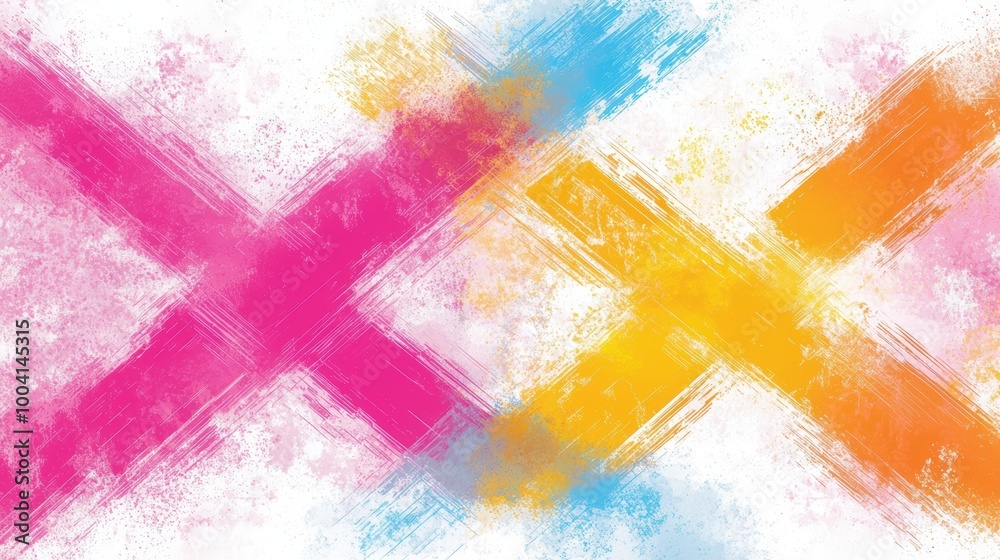 Obraz premium Vibrant Retro Risograph Pattern on Textured Paper with Bright Ink Overlays