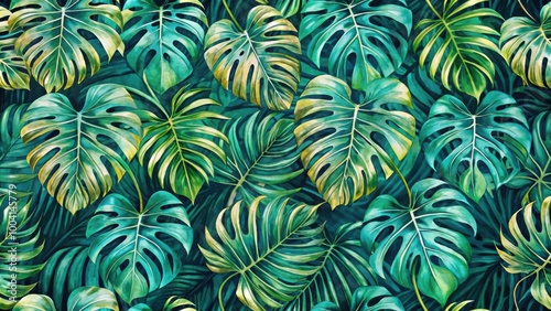 Wallpaper Mural Tropical Floral Grunge Monstera Leaves Animal Skin Seamless Pattern for Designers Torontodigital.ca