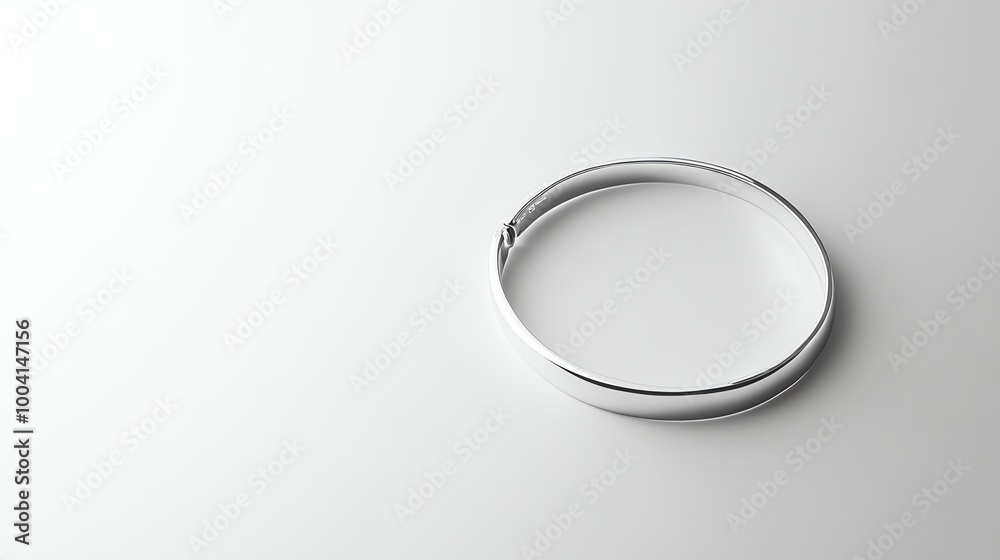 A silver bangle bracelet. A silver bangle bracelet.