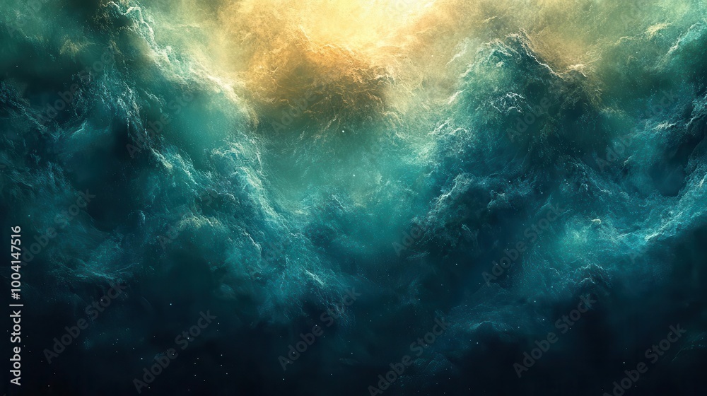 dark gradient background transitioning from deep green to blue exhibiting a glowing and textured pattern creating a mystical and atmospheric effect for artistic use