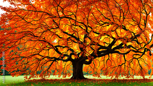 A huge golden tree in autumn