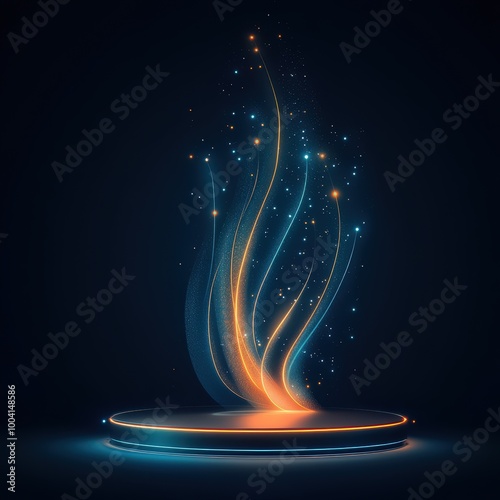 Abstract Glowing Lights with Blue and Orange Colors.