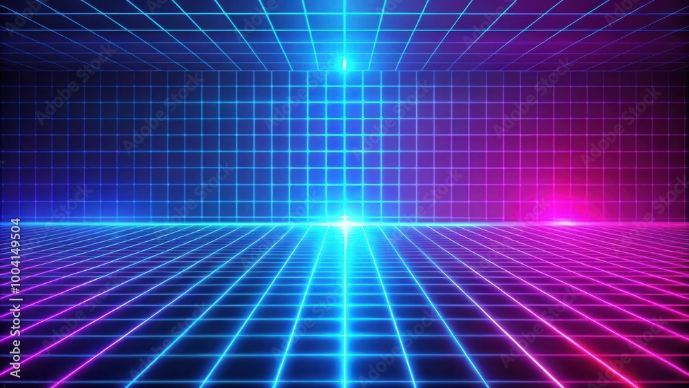 Neon Glow Grid Background in Blue Pink and Purple Colors with Abstract Design Neon Glow Grid Background in Blue Pink and Purple Colors with Abstract Design