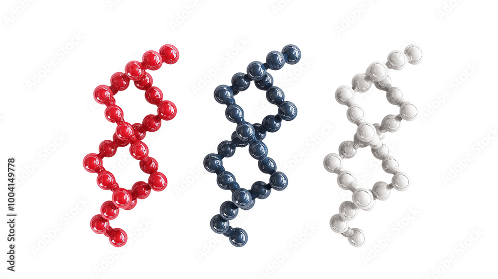 Molecular structures represented in red, blue, and white colors showcase beauty of chemistry. These models symbolize complexity and diversity of molecular interactions Molecular structures represented in red, blue, and white colors showcase beauty of chemistry. These models symbolize complexity and diversity of molecular interactions
