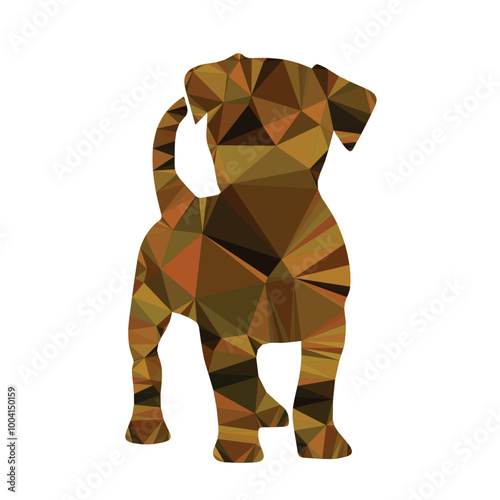 Vector of Dog Silhouette with brown low poly illustration in white background