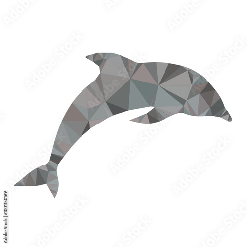 Vector of Dolphin Silhouette with low poly illustration in white background photo