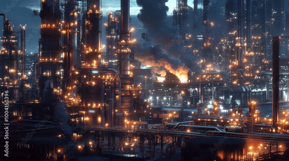 Industrial Complex at Night. Industrial Complex at Night.