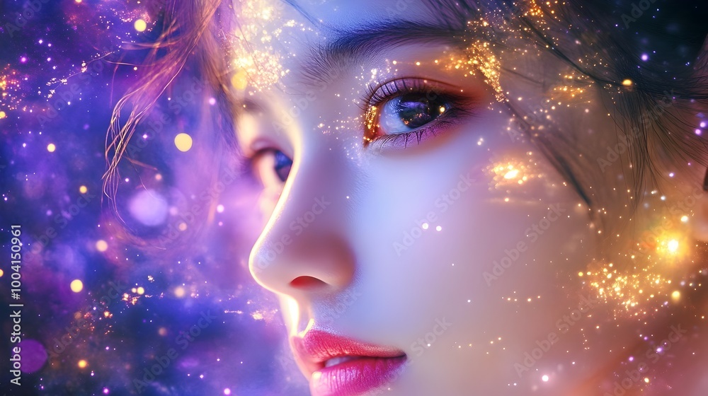 Ethereal Celestial Glow of Mystical Cosmic Aura and Sparkling Starry Night Sky Ethereal Celestial Glow of Mystical Cosmic Aura and Sparkling Starry Night Sky