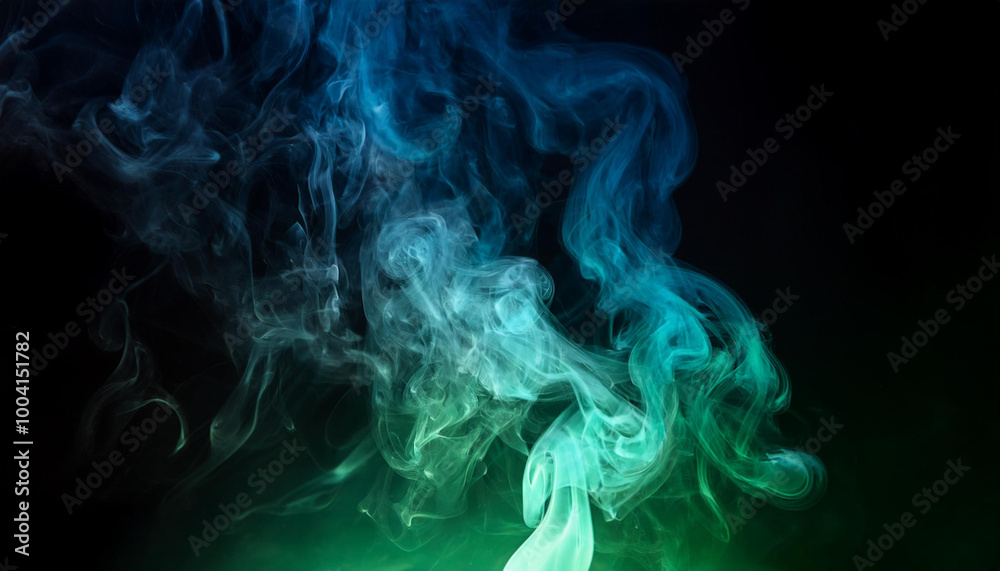 Smoke in blue green light on black background Smoke in blue green light on black background