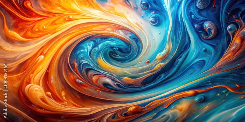 Swirling Liquid Abstract Background with Blue and Orange Hues for Design Projects Swirling Liquid Abstract Background with Blue and Orange Hues for Design Projects