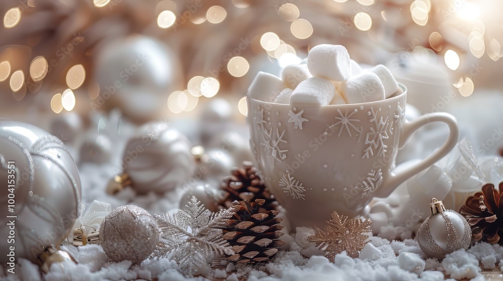 Hot white chocolate with marshmallows Hot white chocolate with marshmallows