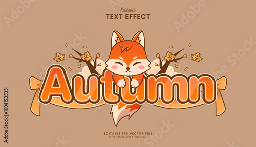 decorative autumn fox editable text effect design