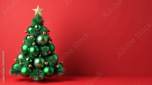 
beautiful New Year and Christmas tree lined with Christmas balls