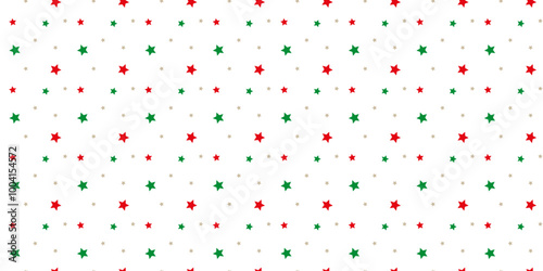 Seamless star pattern with red and green stars on a white background