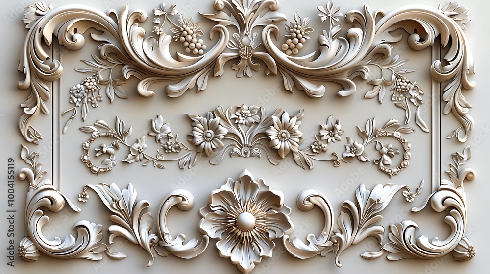 Art Nouveau decorative elements and frames, featuring flowing, organic lines and intricate details. The elements are displayed on a light background, showcasing their elegance and suitability Art Nouveau decorative elements and frames, featuring flowing, organic lines and intricate details. The elements are displayed on a light background, showcasing their elegance and suitability