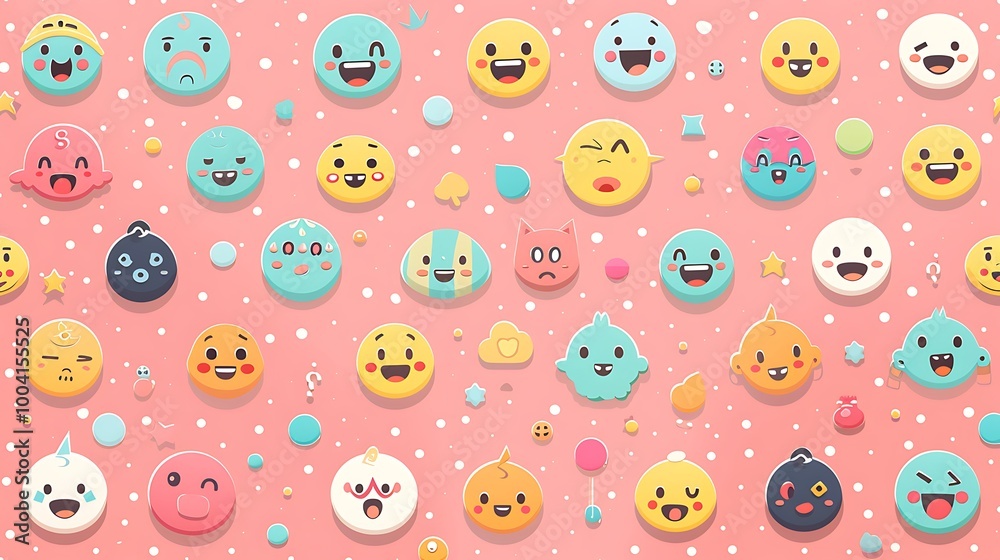 An emoji design set featuring expressive faces and symbols, perfect for use in messaging apps and digital communication. The emojis are displayed in a grid format, each with a clear and playful An emoji design set featuring expressive faces and symbols, perfect for use in messaging apps and digital communication. The emojis are displayed in a grid format, each with a clear and playful