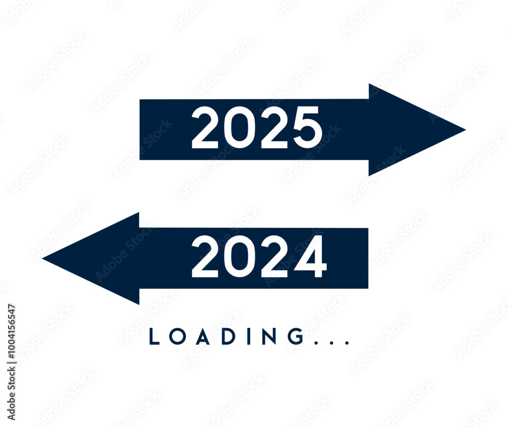 2024 has passed and 2025 is coming banner vector illustration simple flat design arrows with concept of company resolution, change management, new way implementation, disruption on white background 2024 has passed and 2025 is coming banner vector illustration simple flat design arrows with concept of company resolution, change management, new way implementation, disruption on white background
