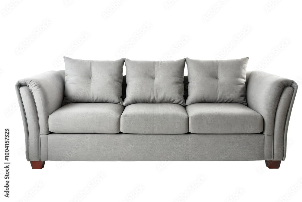 Fototapeta premium A Grey Sofa, Modern Sofa, isolated, transparent background, no background. PNG.