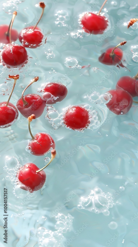 Fresh fruits floating in a pool of water