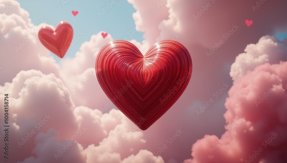 Valentine-themed cloudscape with an abstract representation of intertwined hearts Valentine-themed cloudscape with an abstract representation of intertwined hearts