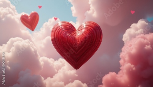 Valentine-themed cloudscape with an abstract representation of intertwined hearts photo