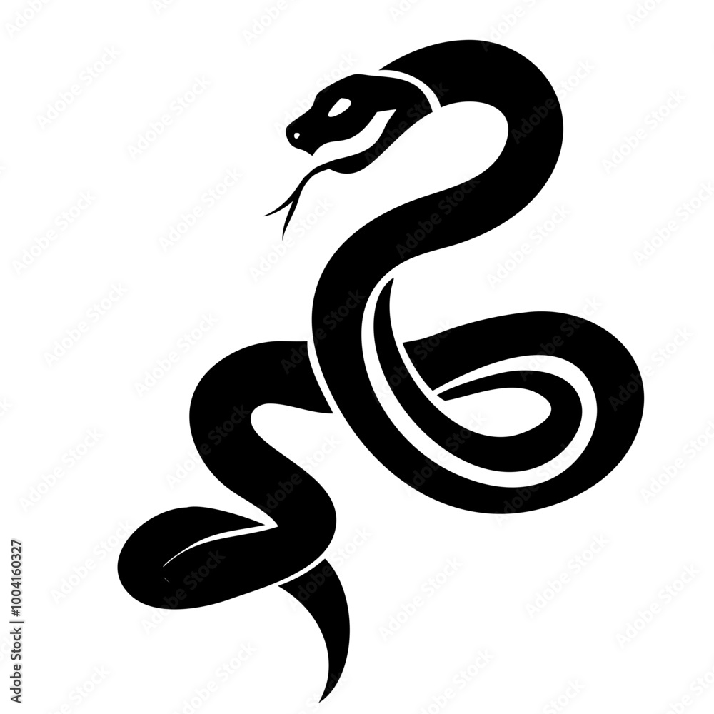 Snake. A simple vector black and white tattoo drawing. Snake. A simple vector black and white tattoo drawing.