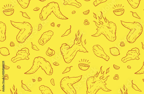 Wallpaper Mural Buffalo chicken wing pattern Torontodigital.ca