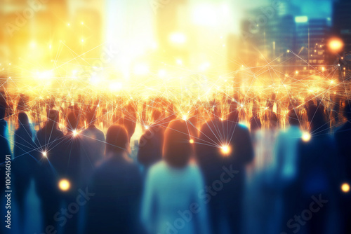 Crowd View with Network Connections – Big Data, Smart City, WiFi Concept