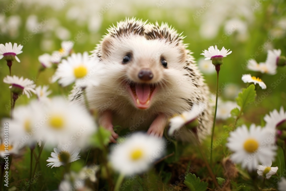 Cute hedgehog outdoors flower animal. Cute hedgehog outdoors flower animal.