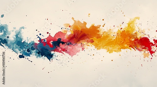 Watercolor splatter brushes for Photoshop, designed to create dynamic, organic splashes of color. The brushes are demonstrated on a white canvas, showing their potential for adding texture and 