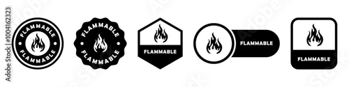 Flammable - vector sign for dangerous substances packaging and containers.