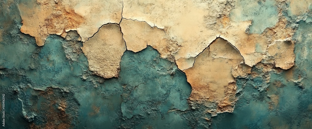 Obraz premium Abstract Texture of Cracked and Peeling Paint on a Weathered Wall