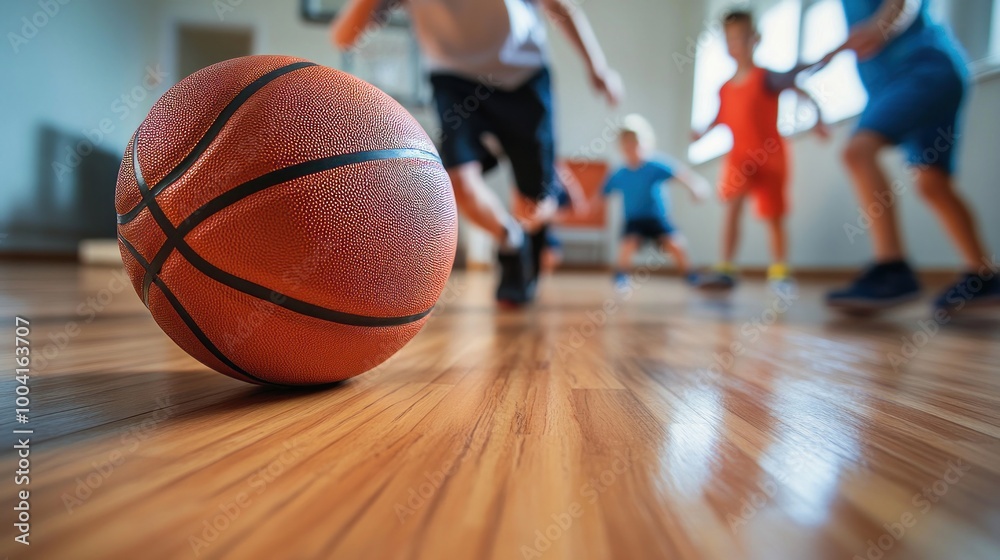In the backdrop, one can see a youthful basketball team practicing on a hardwood floor. Sports Equipment for Indoor Use in Classrooms In the backdrop, one can see a youthful basketball team practicing on a hardwood floor. Sports Equipment for Indoor Use in Classrooms