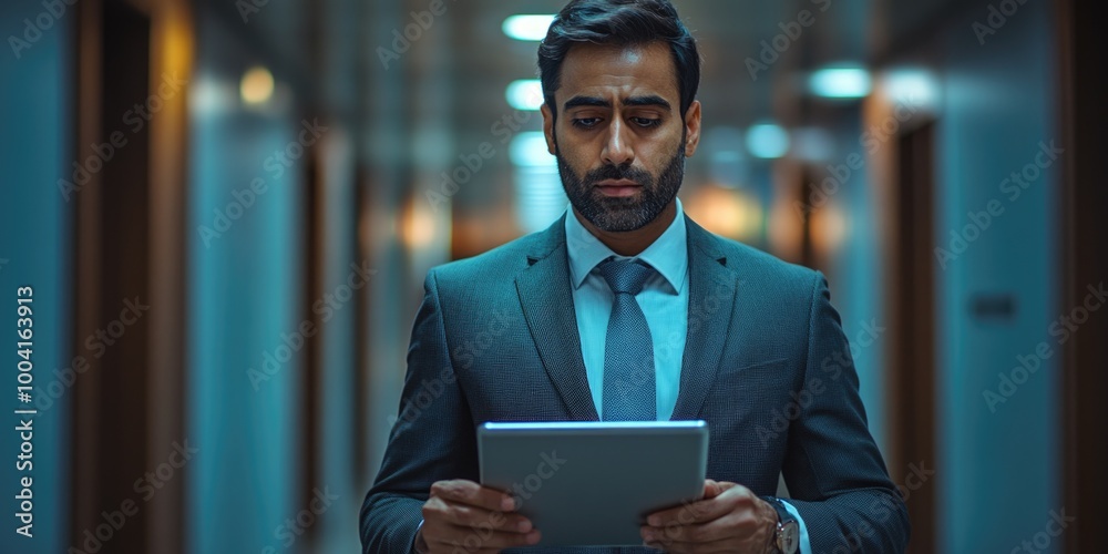 Fototapeta premium Focused Businessman in a Modern Office
