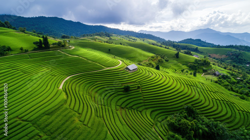 Rolling hills covered in different agricultural crops, vibrant scenery