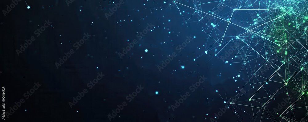 Fototapeta premium Abstract geometric shape with connected lines on a dark blue background, illustrating futuristic technology and digital connections