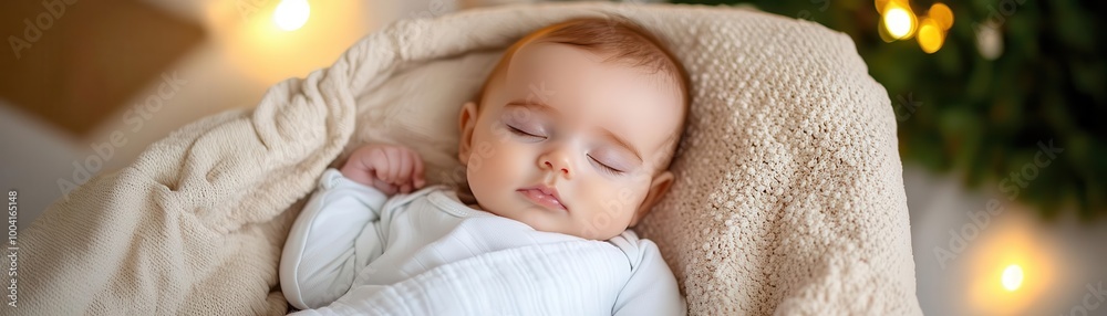 Cozy baby sleeping in a soft bassinet, with gentle lighting creating a warm ambiance, Infant rest, peaceful, nurturing environment Cozy baby sleeping in a soft bassinet, with gentle lighting creating a warm ambiance, Infant rest, peaceful, nurturing environment