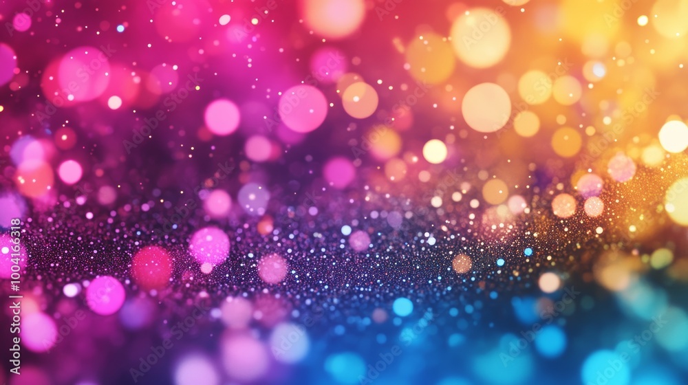 Colorful Background with Many Small Glittering Lights Bokeh Effect