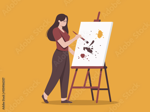 Woman Painting on Canvas