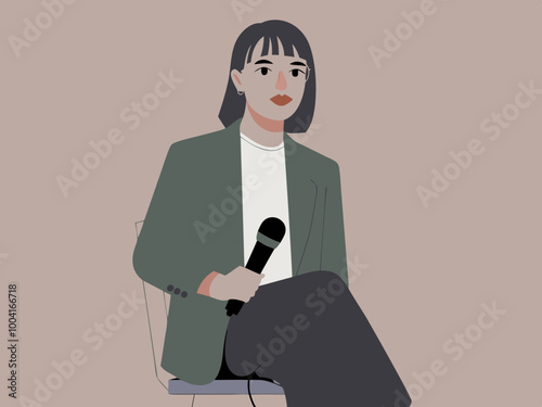 Woman holding microphone illustration