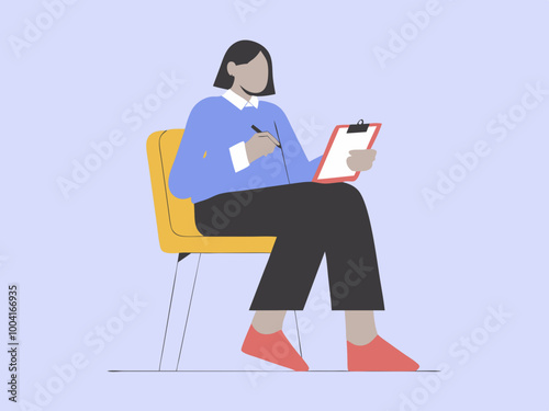 Person Sitting and Writing on a Clipboard Illustration