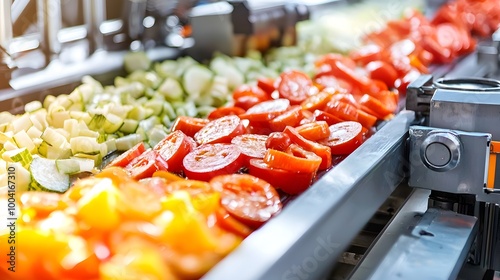 Automated Vegetable Slicing Machines in a High-Speed Industrial Food Production Line
