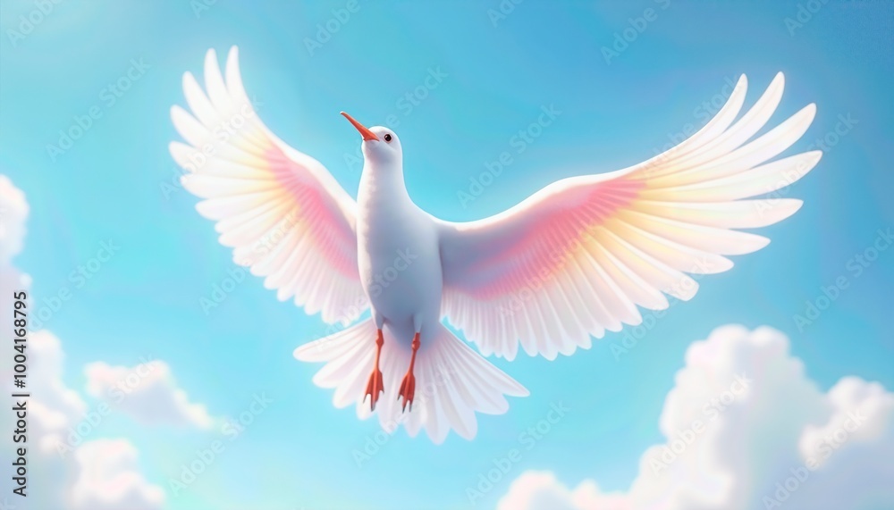 Fototapeta premium A white bird with its wings spread out in the sky