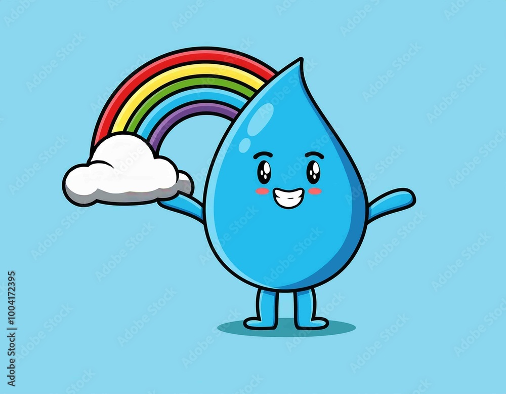 water drop with a rainbow mascot vector water drop with a rainbow mascot vector