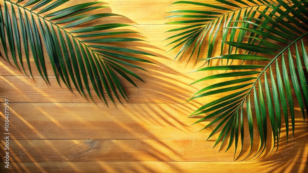 Fototapeta premium Tropical Palm Leaf Shadows Abstract Background for Summer Mock ups
